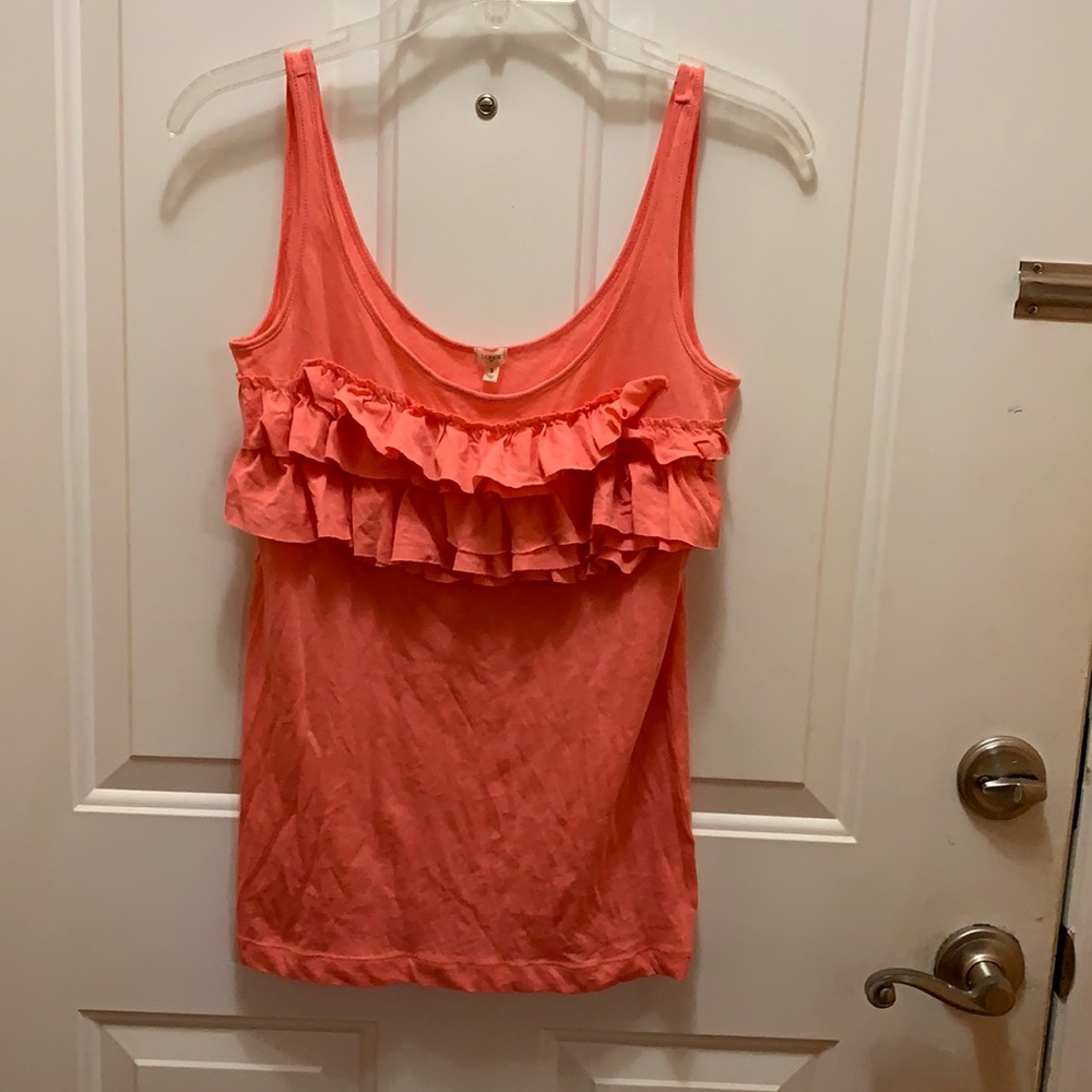 J.Crew Factory Coral Ruffle Tank Small
